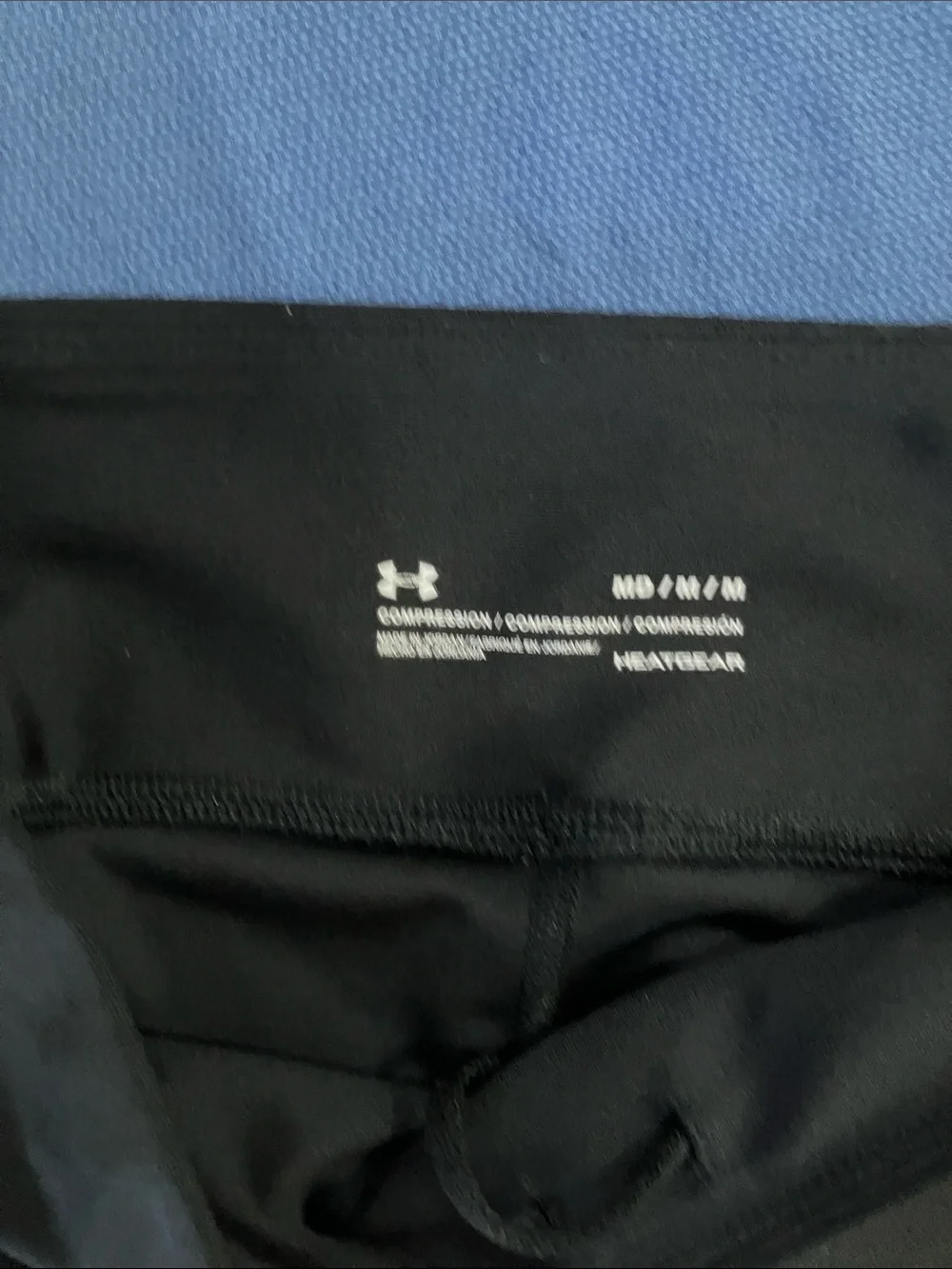 Under Armour Blue Short Sleeve Tee with Black Performance Leggings Sz M EUC